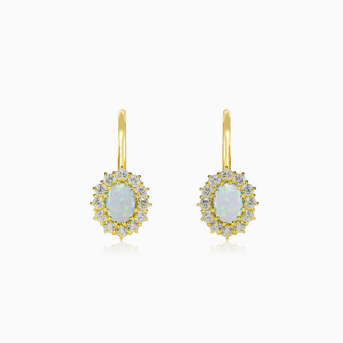 Royal gold white opal earrings