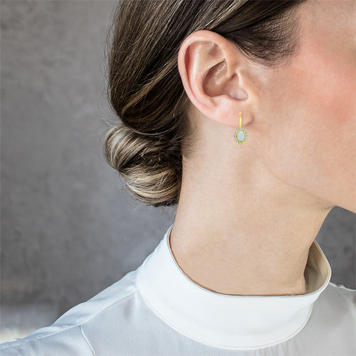 Royal gold white opal earrings