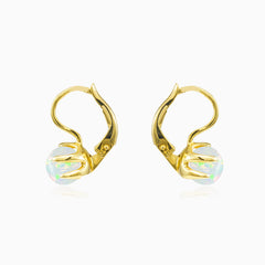 Unique white opal earrings