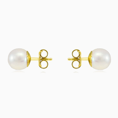 White pearl gold studs