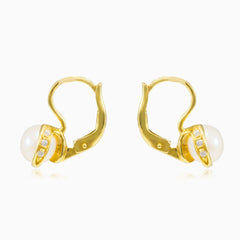 Unique white pearl cubic zirconia earrings