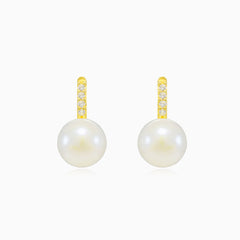 Accent gold pearl earrings