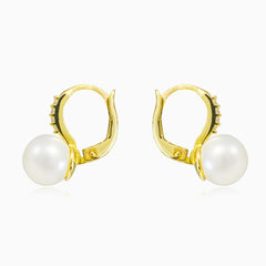 Accent gold pearl earrings