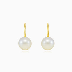 Pearl drop gold earrings