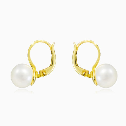 Pearl drop gold earrings