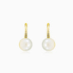 Cubic zirconia and pearl gold earrings