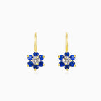 Blue flower gold earrings