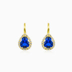 Pear-cut blue quartz gold earrings