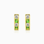Green quartz gold earrings