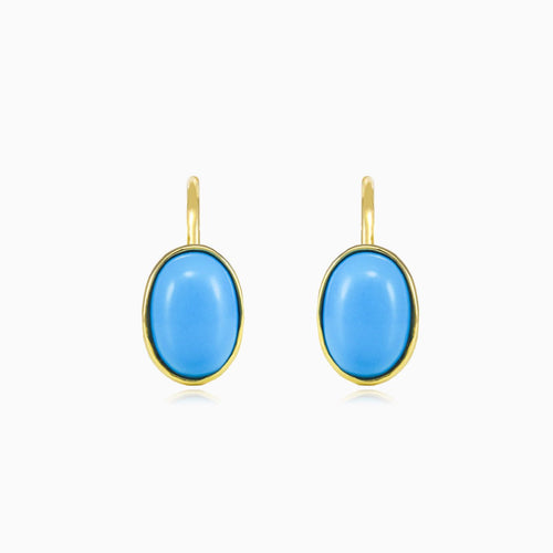 Simple turquoise gold earrings