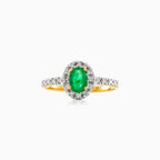 Smaragdový a diamantový zásnubní prsten