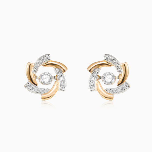 Rose gold flower diamond earrings