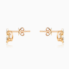 Rose gold flower diamond earrings