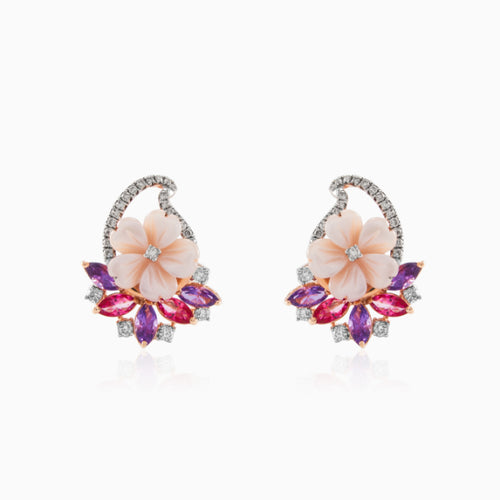 Rose gold earrings with gemstones