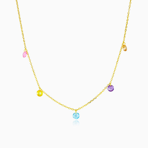 Pozlacený náhrdelník s barevnými kameny