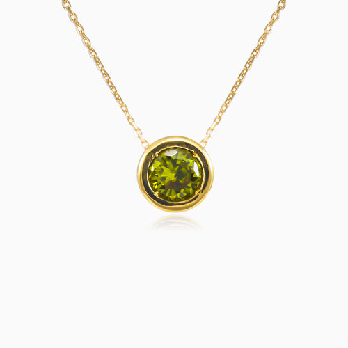 Zlatý náhrdelník s olivínem v bezel osazení