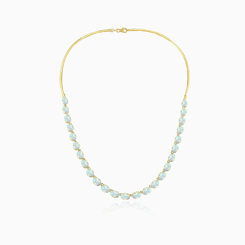 Bezel set opal necklace