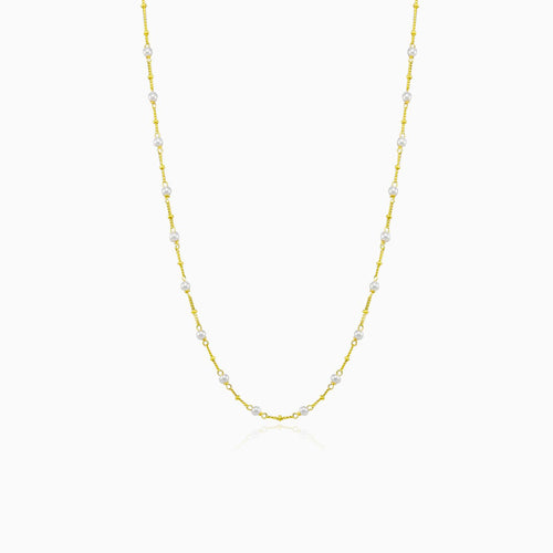 Minimalistický zlatý perlový náhrdelník