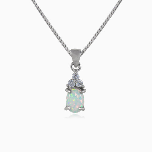 Cubic zirconia white opal pendant