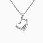 Side cubic zirconia heart pendant