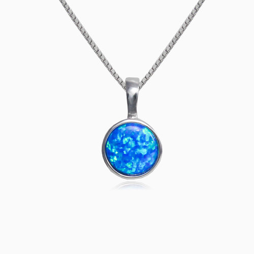Round blue opal pendant