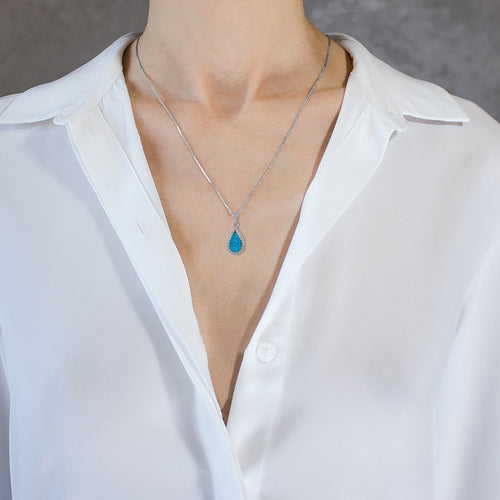 Blue opal drop pendant