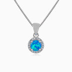 Round royal blue opal pendant