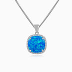 Square blue opal pendant