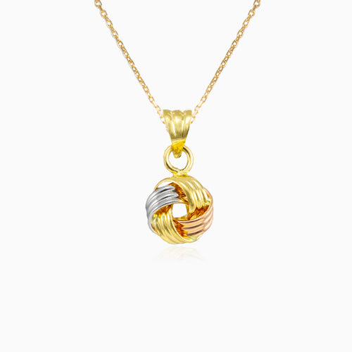 Tricolor knot gold pendant
