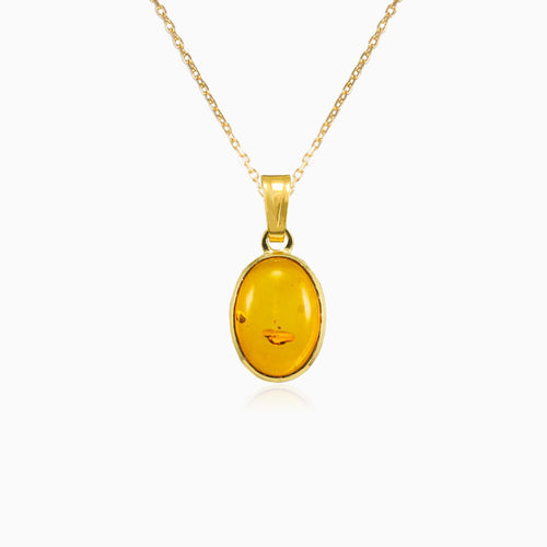 Oval amber gold pendant