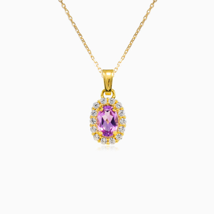 Oval amethyst gold pendant