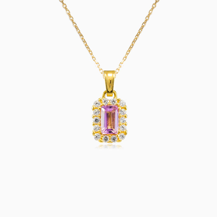 Rechteckiger Amethyst-Halo-Anhänger