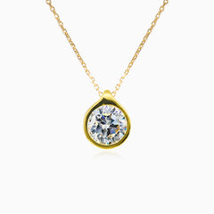 Bezel cubic zirconia gold pendant