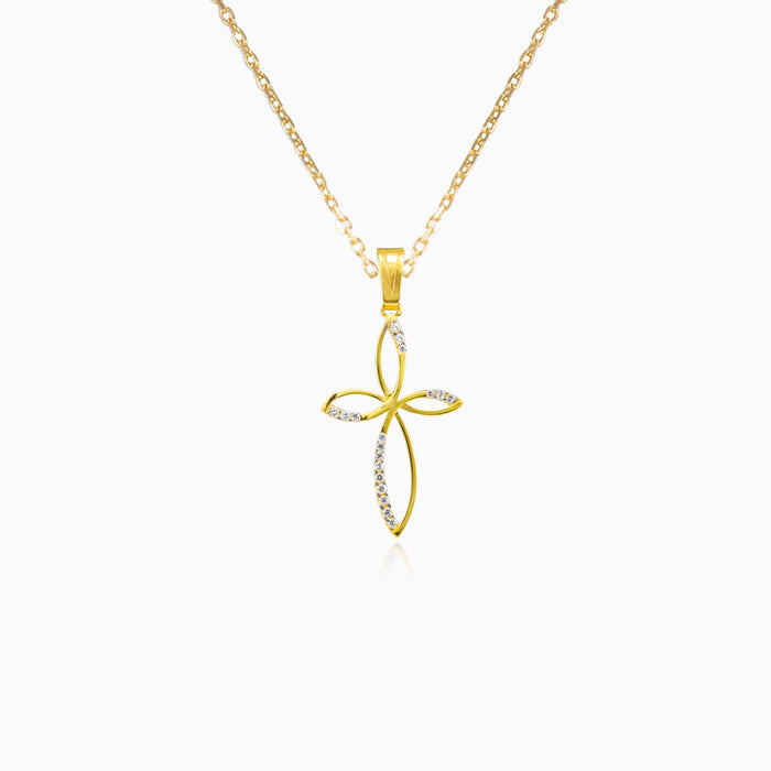 Croix en or marquise et zircon cubique