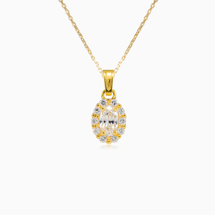 Pendentif en or avec zirconium cubique ovale