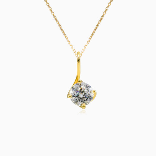 Twisted solitaire gold pendant