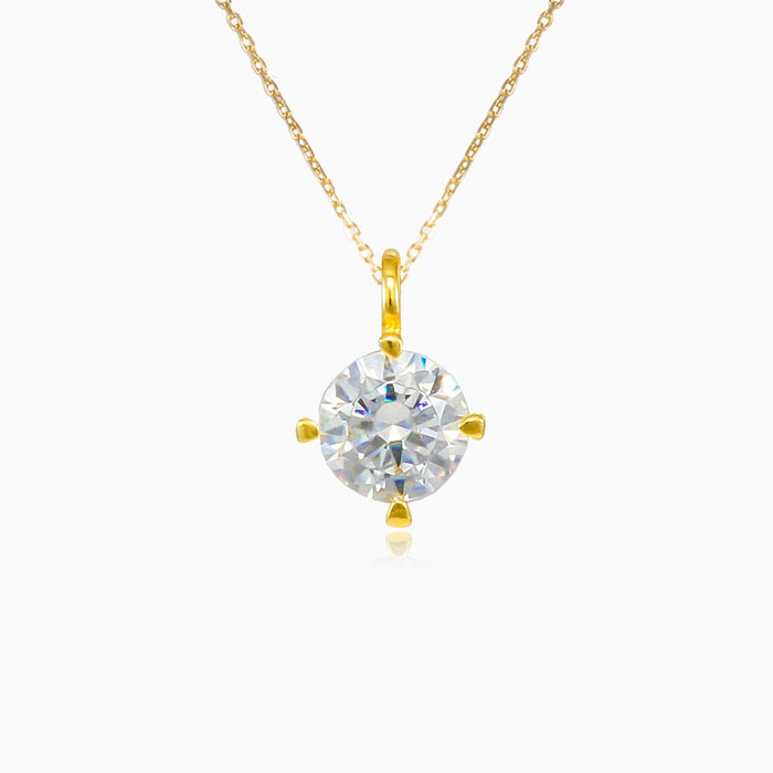 Pendentif solitaire en or avec zirconium cubique