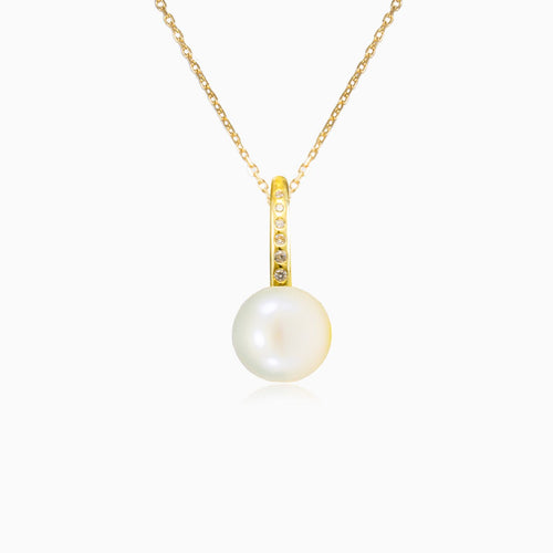 Zlatý přívěsek s perlou a kubickou zirkonií
