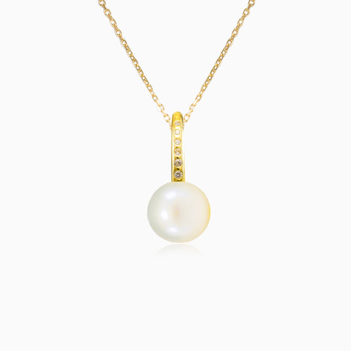 Pendentif en or avec zircon cubique et perle