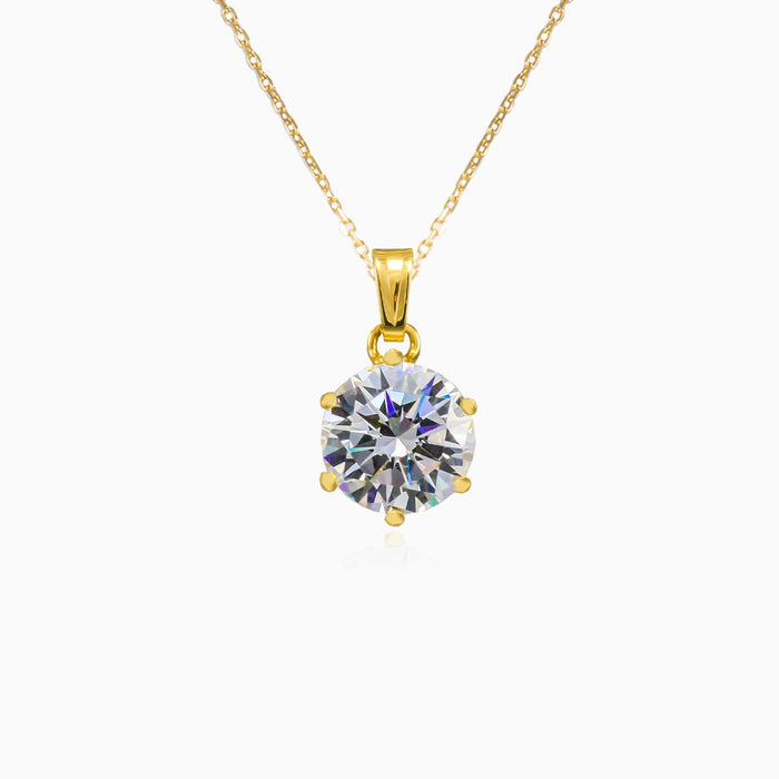 Six prong gold pendant
