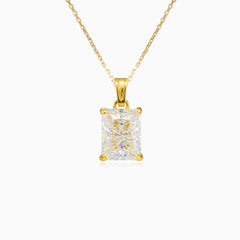 Radiant cubic zirconia gold pendant