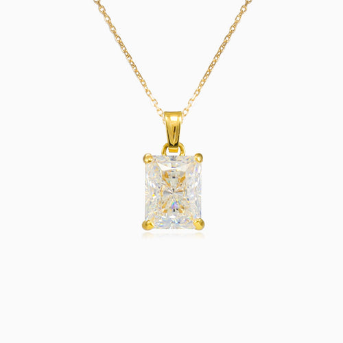 Radiant cubic zirconia gold pendant