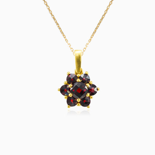 Garnet flower gold pendant