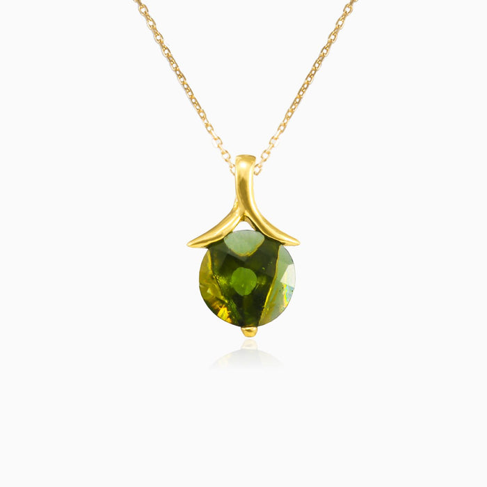 Pendentif rond en or avec moldavite