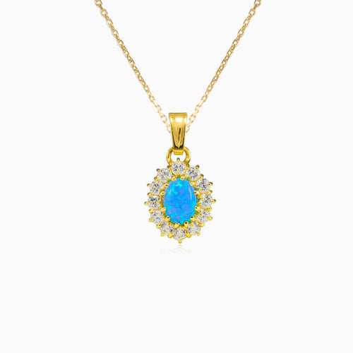 Royal gold blue opal pendant