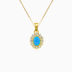 Royal gold blue opal pendant