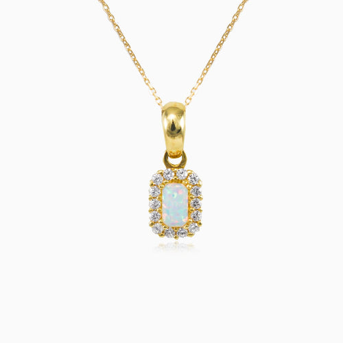 Rectangle opal halo pendant