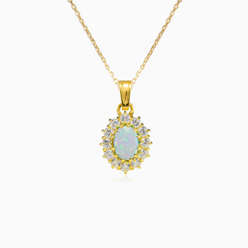 Royal gold white opal pendant