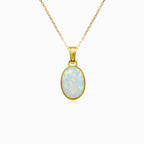 Simple white opal gold pendant
