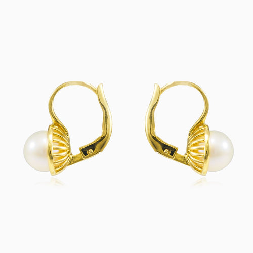 Simple gold pearl earrings